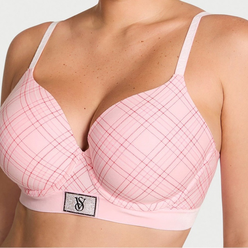 Victoria's Secret Light Pink Plaid Bra - Picture 2 of 4